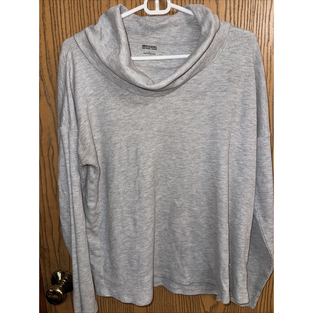 Michael  Kors Cowl Neck Waffle Knit Thermal Top Women's Size Large